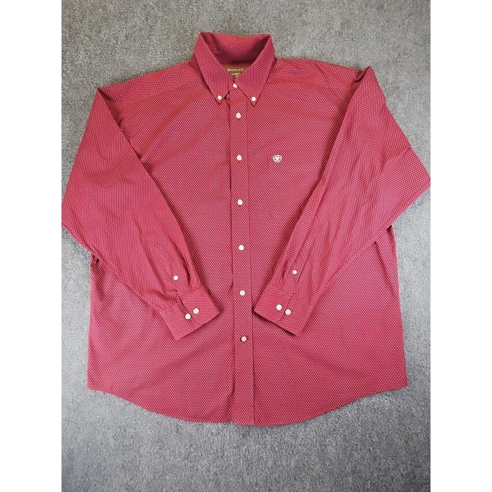 Ariat Mens XL Shirt, Long Sleeve Button-Down, Western Shirt, Burgundy   1498
